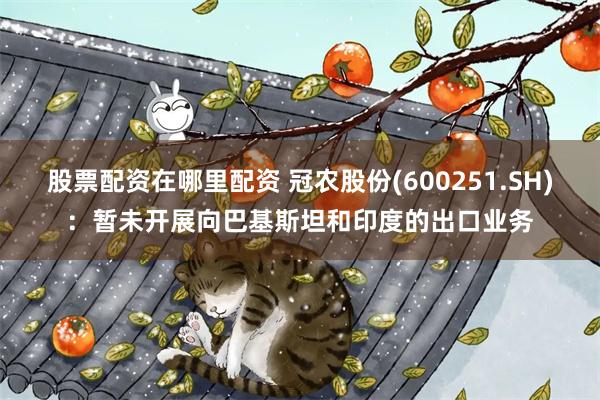股票配资在哪里配资 冠农股份(600251.SH)：暂未开展向巴基斯坦和印度的出口业务