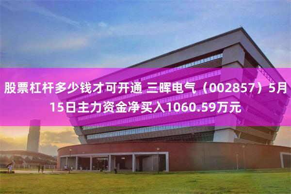 股票杠杆多少钱才可开通 三晖电气（002857）5月15日主力资金净买入1060.59万元