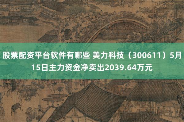 股票配资平台软件有哪些 美力科技（300611）5月15日主力资金净卖出2039.64万元