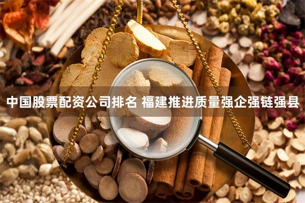 中国股票配资公司排名 福建推进质量强企强链强县