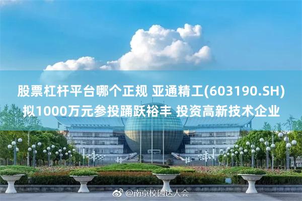 股票杠杆平台哪个正规 亚通精工(603190.SH)拟1000万元参投踊跃裕丰 投资高新技术企业
