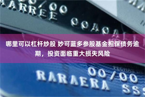 哪里可以杠杆炒股 妙可蓝多参股基金担保债务逾期,投资面临重大损失风险
