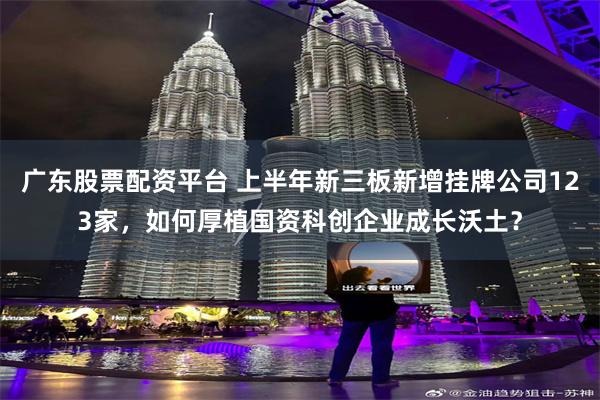 广东股票配资平台 上半年新三板新增挂牌公司123家，如何厚植国资科创企业成长沃土？