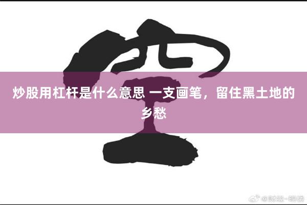 炒股用杠杆是什么意思 一支画笔，留住黑土地的乡愁