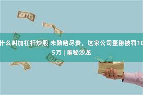 什么叫加杠杆炒股 未勤勉尽责，这家公司董秘被罚105万 | 董秘沙龙