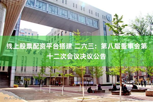 线上股票配资平台搭建 二六三：第八届董事会第十二次会议决议公告