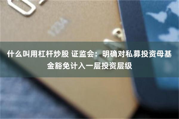 什么叫用杠杆炒股 证监会：明确对私募投资母基金豁免计入一层投资层级